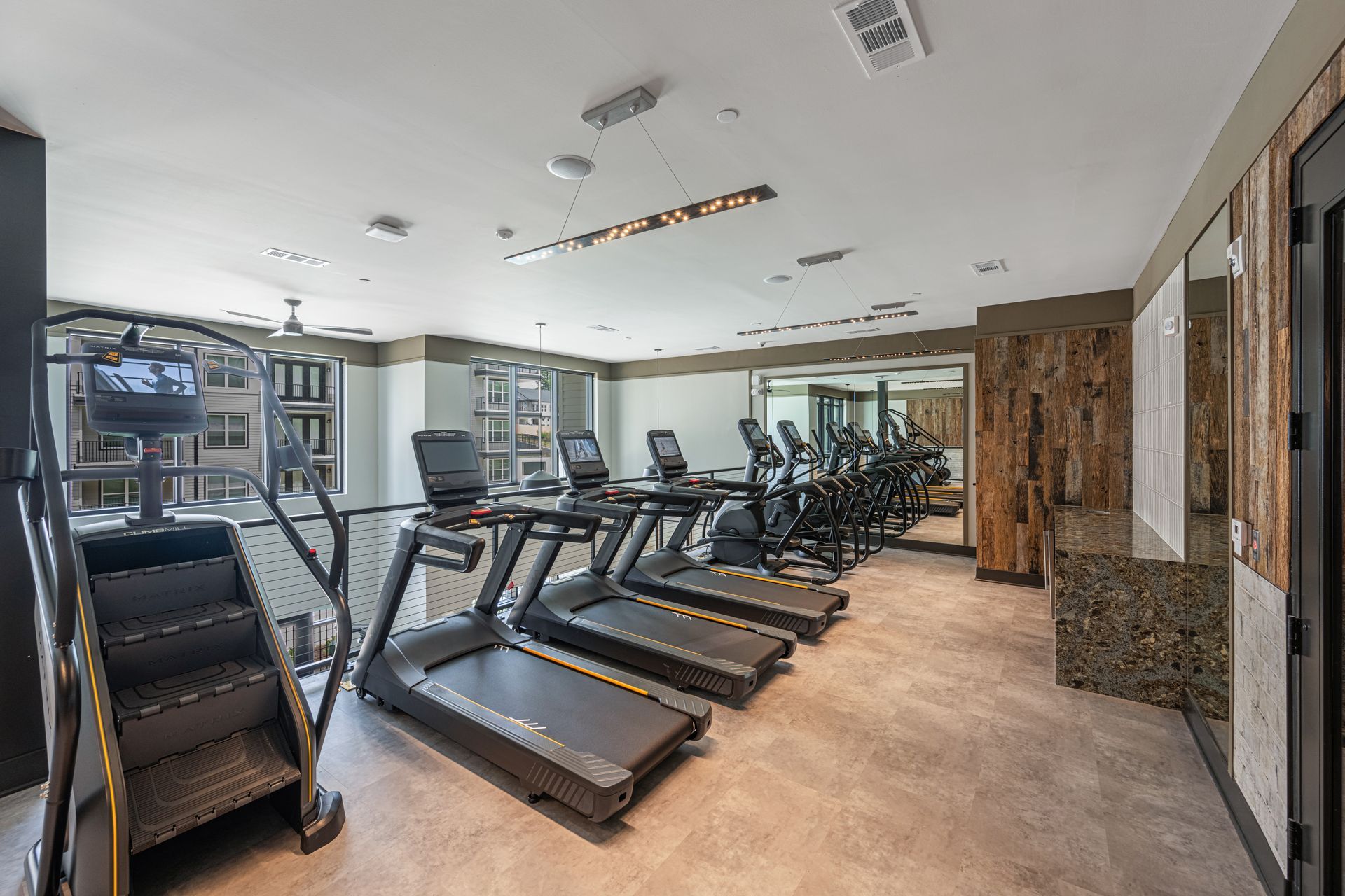 Fitness center at Conclave Sugar Hill. 