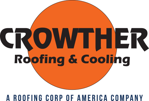 Crowther Roofing & Cooling logo with orange circle and black text