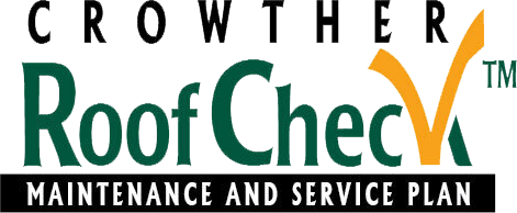 Crowther RoofChek maintenance and service plan logo in green, black, and orange