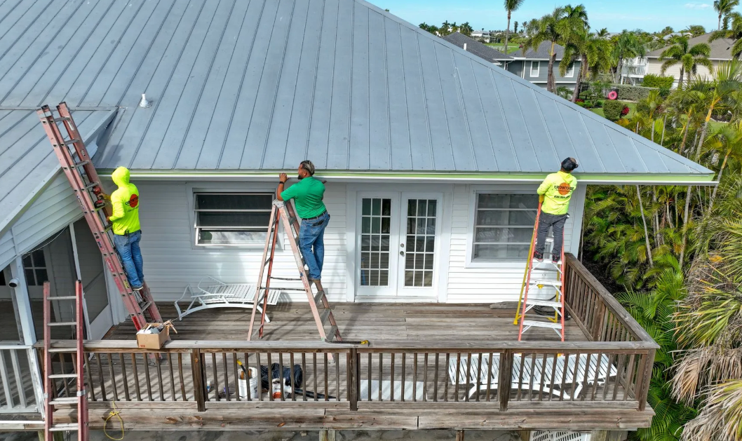 Residential gutter installation on a Fort Myers Florida home