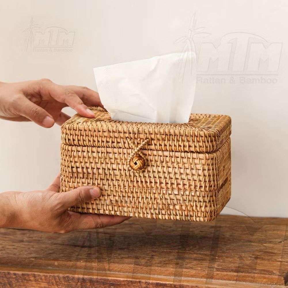 Handwoven Rattan Tissue Box Holder