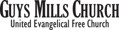 The logo for guys mills church united evangelical free church