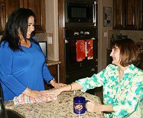 Two Woman Smiling with Each Other — Corpus Christi, TX — Angel Bright Home Health, Inc.