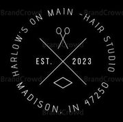 a logo for harlow's  hair studio in madison in