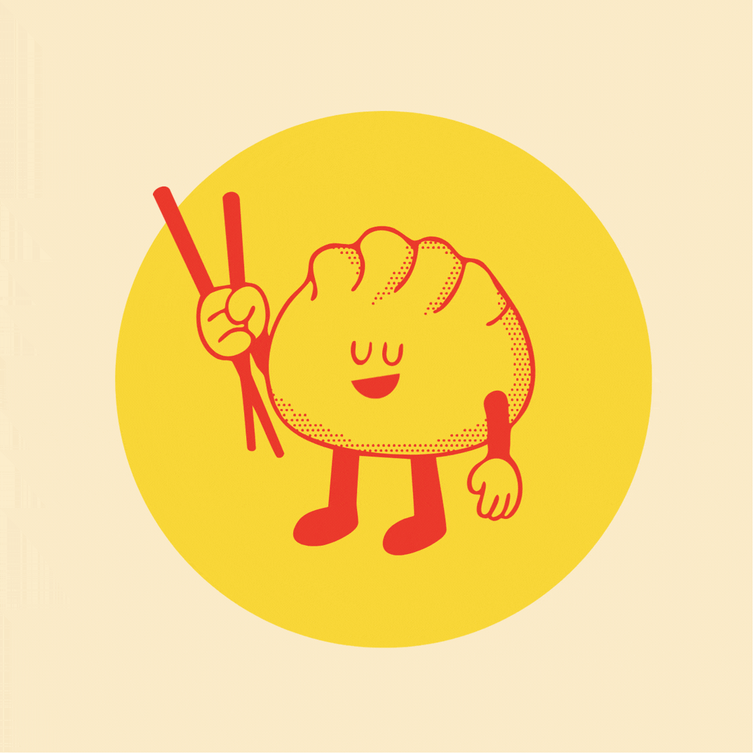 Three vintage-style yellow and green food brand pins on a beige background.