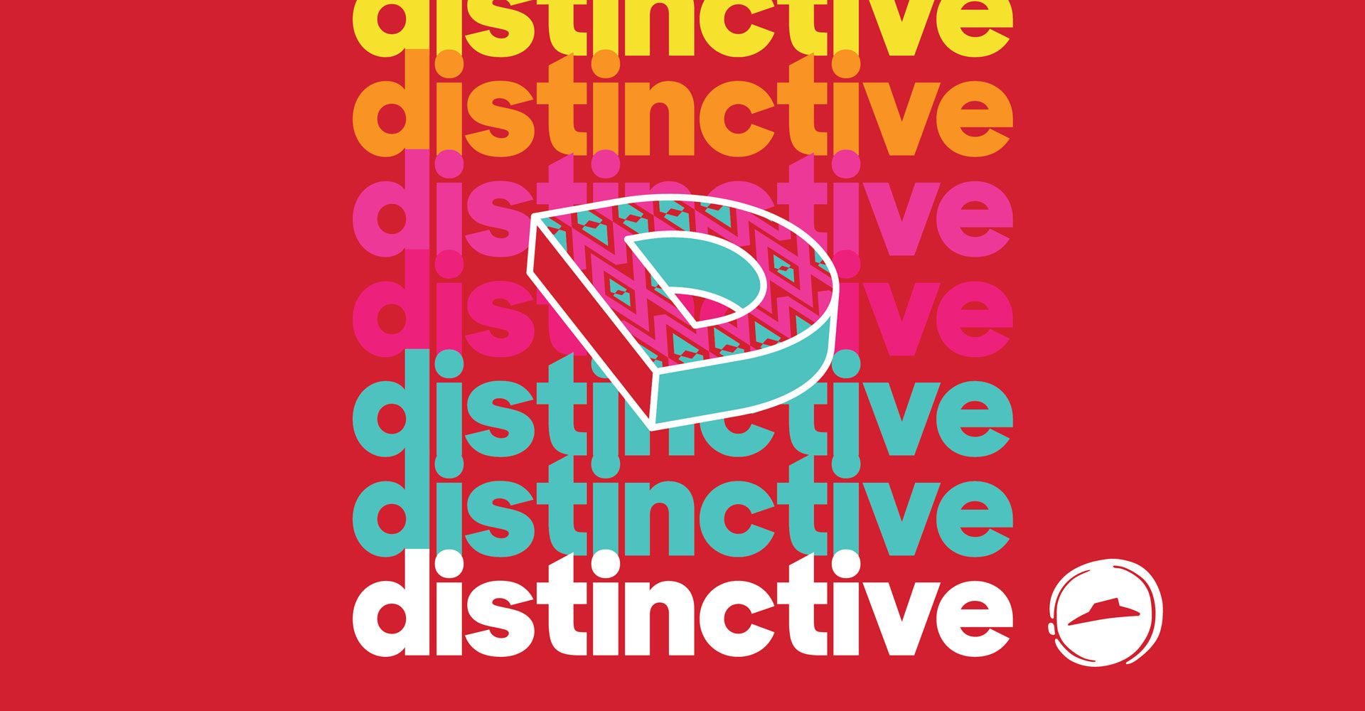 A red background with the words distinctive distinctive distinctive and a letter d on it.