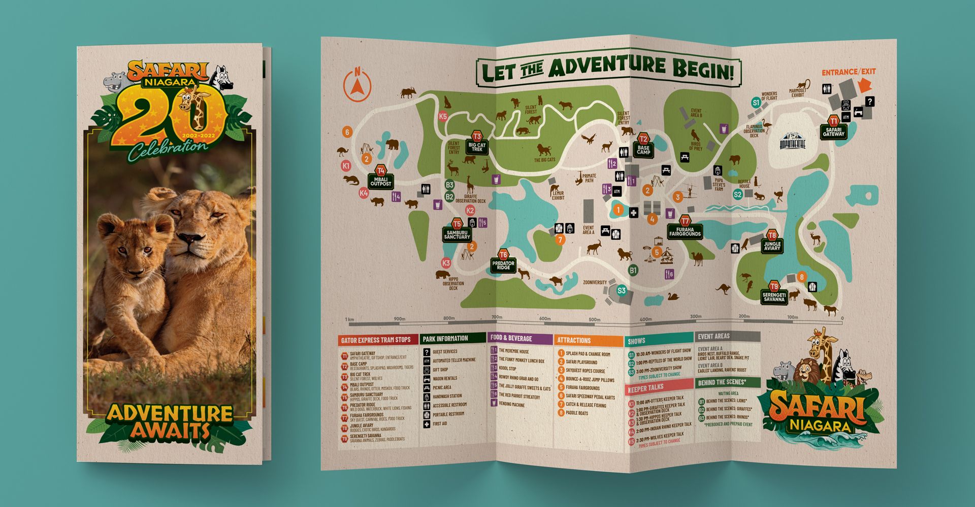 A map of a zoo with two lions on it.