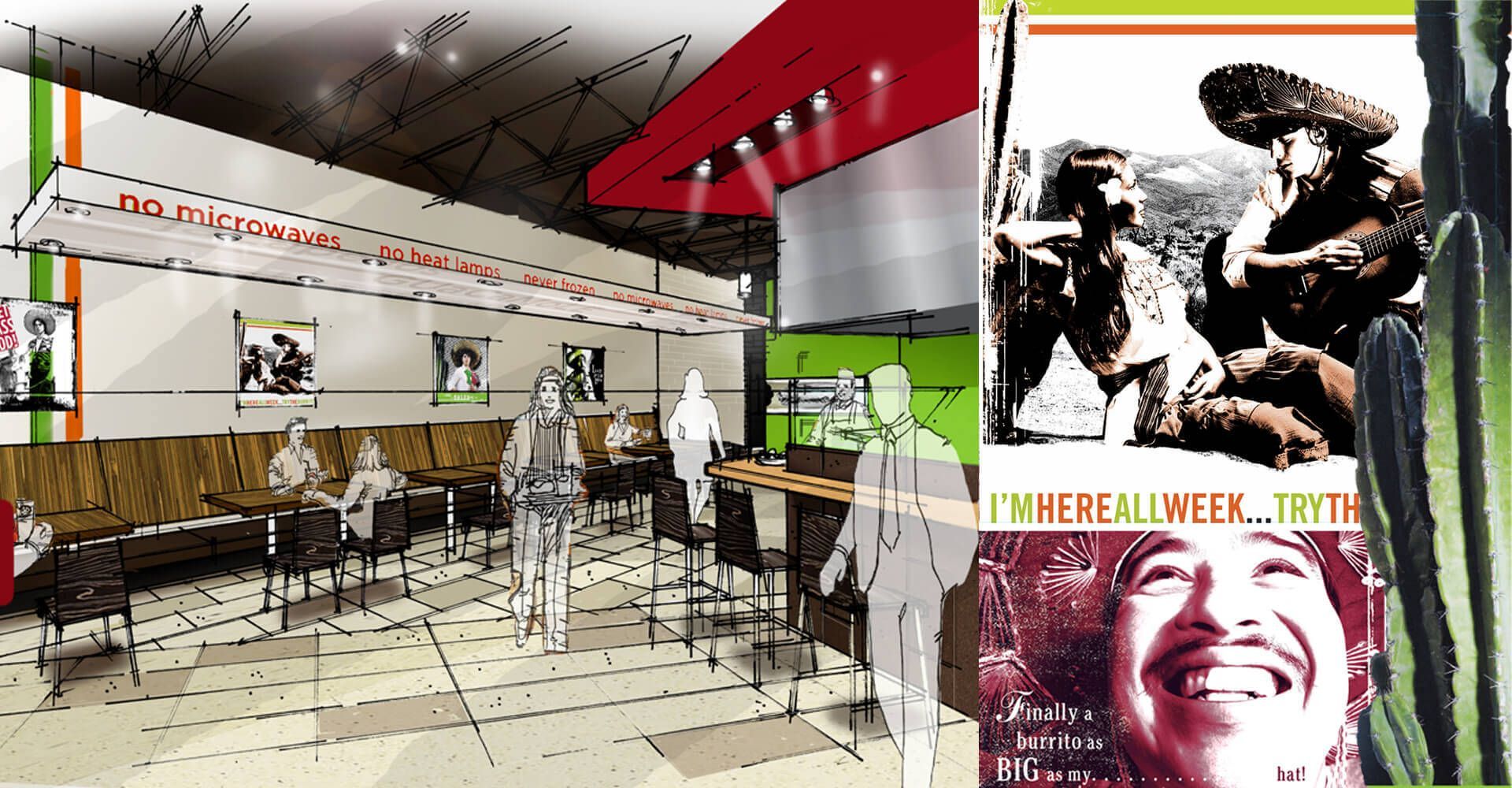 An artist 's impression of a mexican restaurant