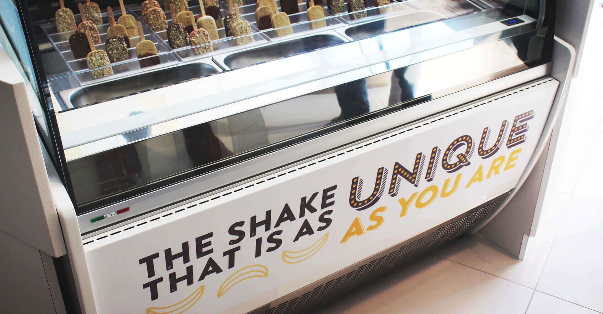 A display case that says the shake unique that is as you are