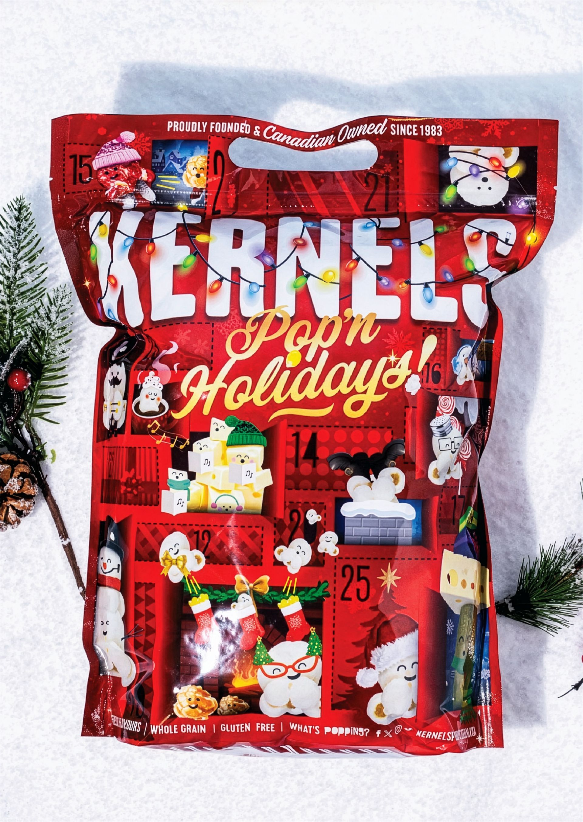 Red Hershey’s Cookie Calendar with Christmas graphics and numbered holiday windows
