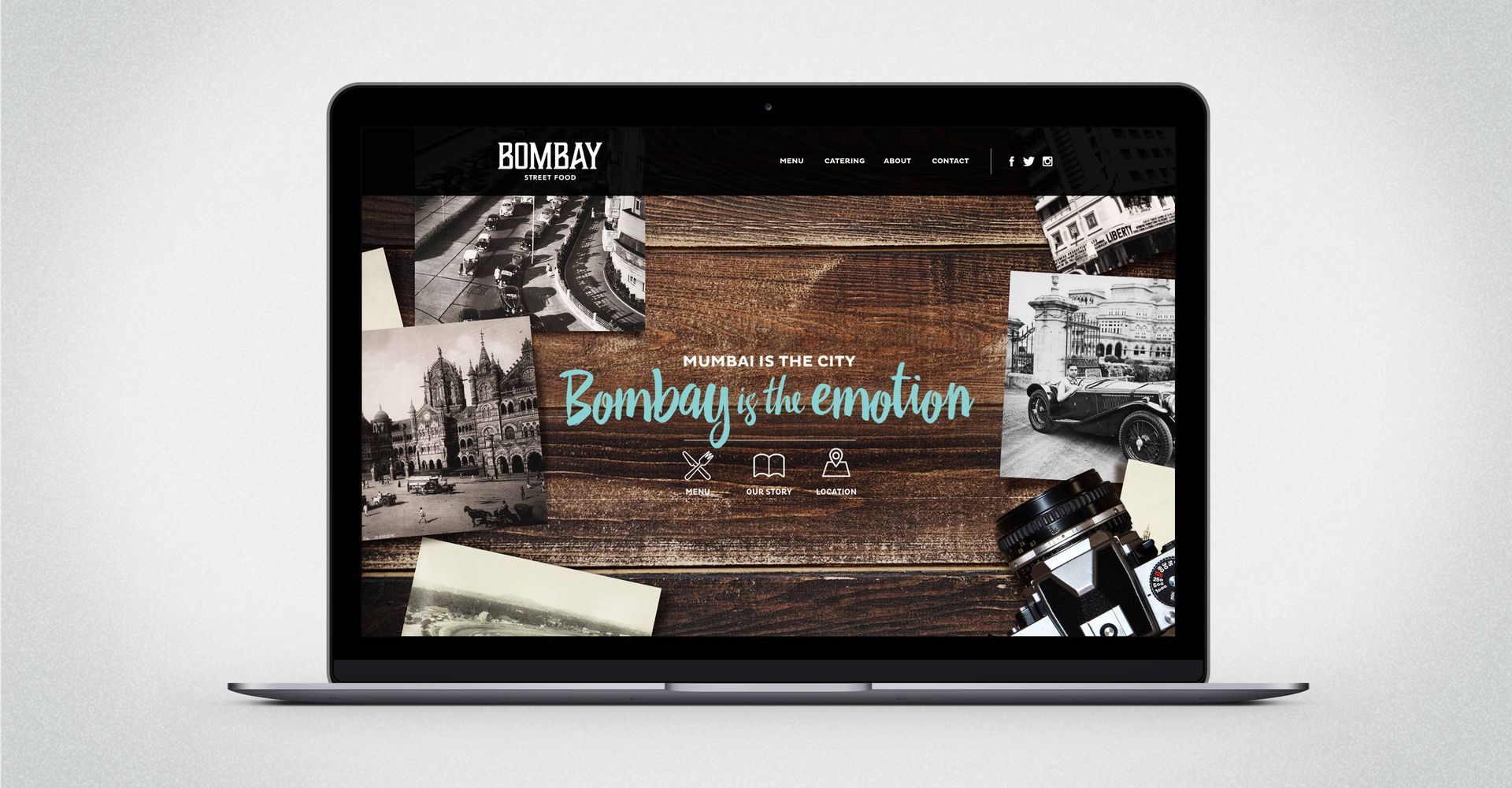 A laptop computer is open to a website called bombay the emotion.