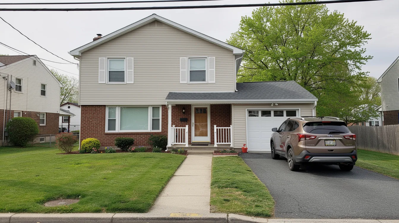 The image depicts a charming New Jersey family home located in Essex County, showcasing a well-maintained exterior with a sloped roof, vibrant landscaping, and a welcoming front porch. This typical residence exemplifies suburban living in NJ, where families can enjoy a secure and comfortable environment.