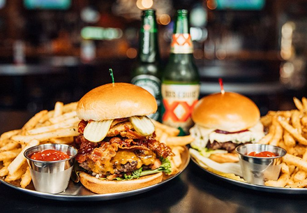 Delicious chicken sandwiches and burgers, and beers at The Deuce Pub & Pit 