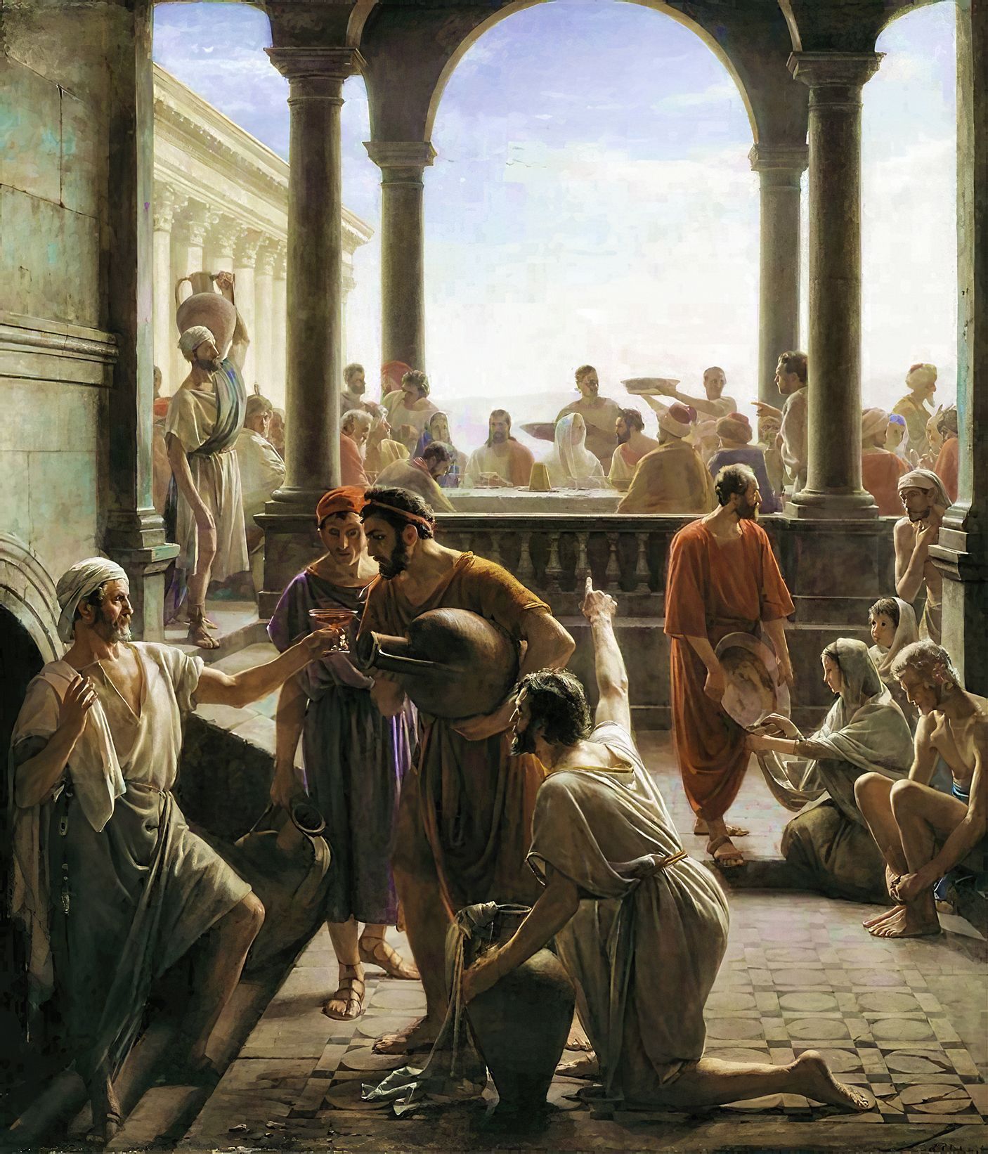 The transformation of water into wine at the Wedding Feast at Cana