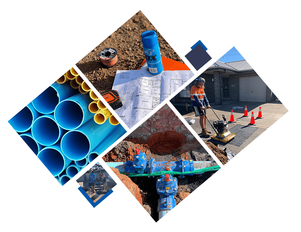 A Collage of Pictures Shows a Man Working on A Pipe  — BJB Plumbing & Gasfitting in Dubbo, NSW