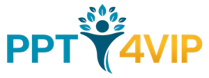 PPT4VIP logo with blue and orange text and a teal human figure with leaves above its head