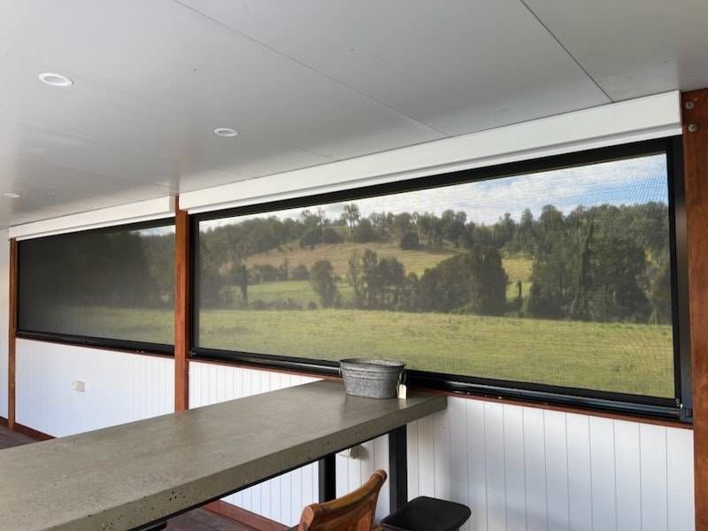 Covered Patio With Large Mesh Screens — Dennys Upholstery & Outdoor Blinds In South Lismore, NSW