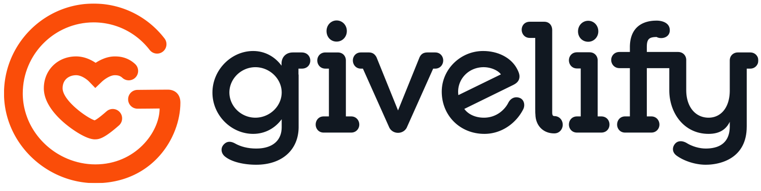 Givelify logo with orange and black stylized “G” icon and wordmark on a white background