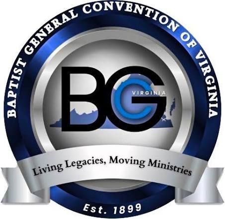 Logo for Baptist General Convention of Virginia, blue and silver emblem with “Living Legacies, Moving Ministries” and “Est. 1899”