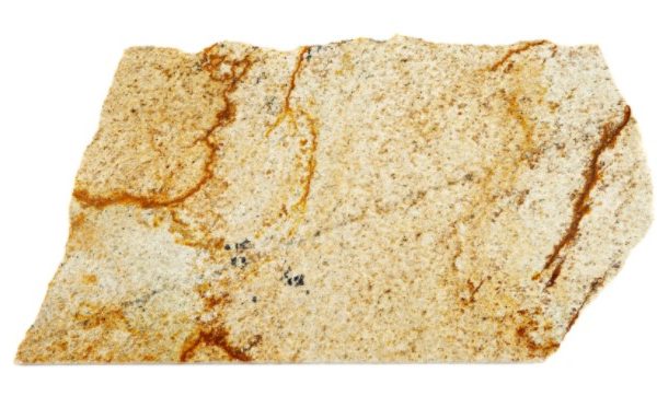 A close up of a piece of marble on a white background.