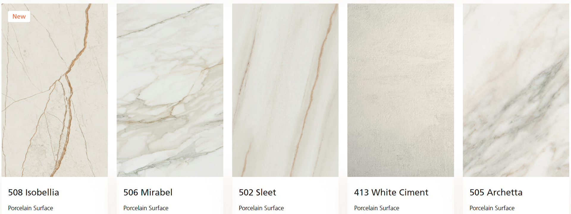 A collage of four different types of white marble tiles.