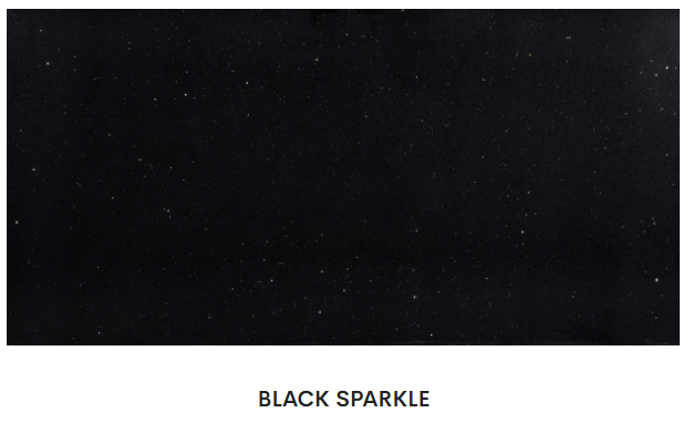 A picture of a black sparkle granite counter top