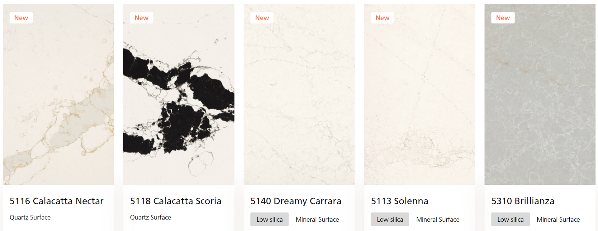 A screenshot of a website showing different types of marble.