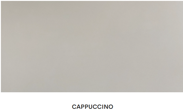 A white tile with the word cappuccino on it.