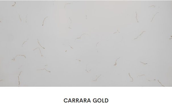 A white tile with the word carrara gold on it