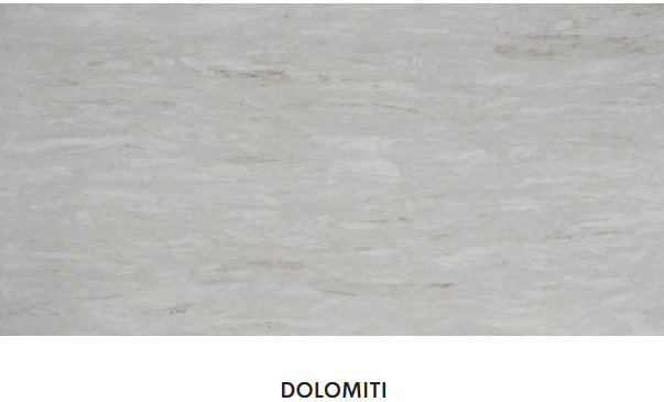 A close up of a white tile with the word dolomite on it.