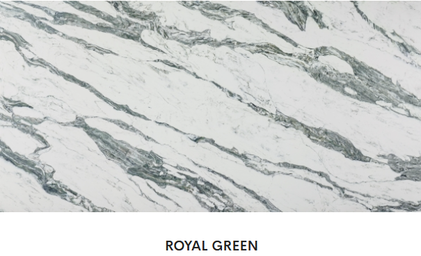 A close up of a royal green marble slab