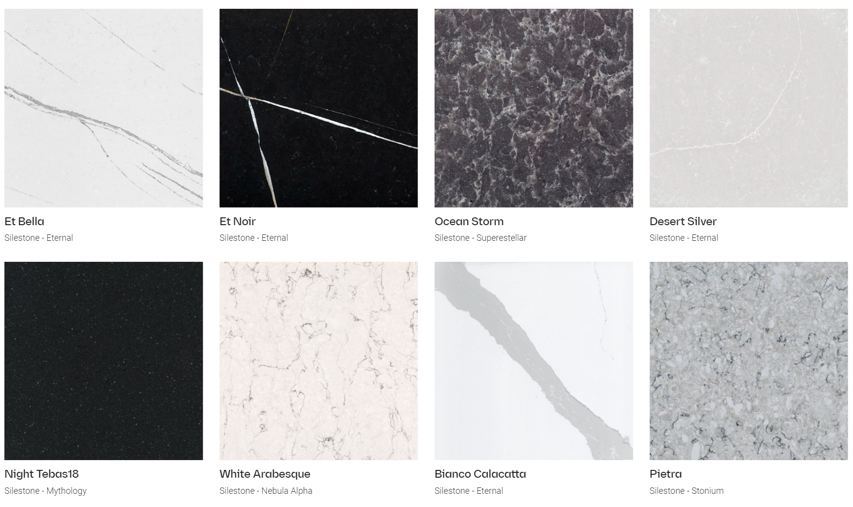 A collage of images of different types of granite.