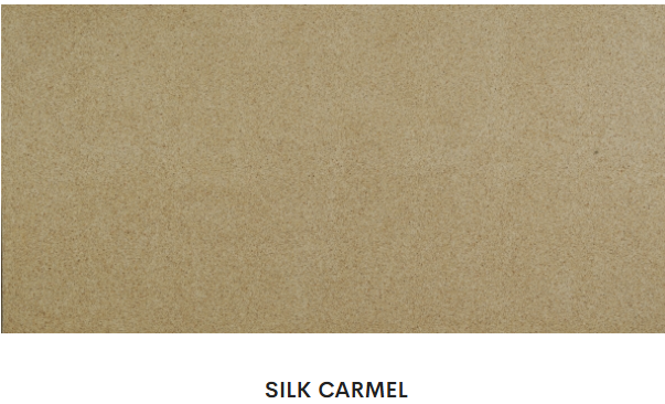 A piece of paper that says silk carmel on it