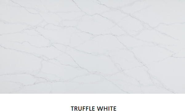 A close up of a white marble counter top.