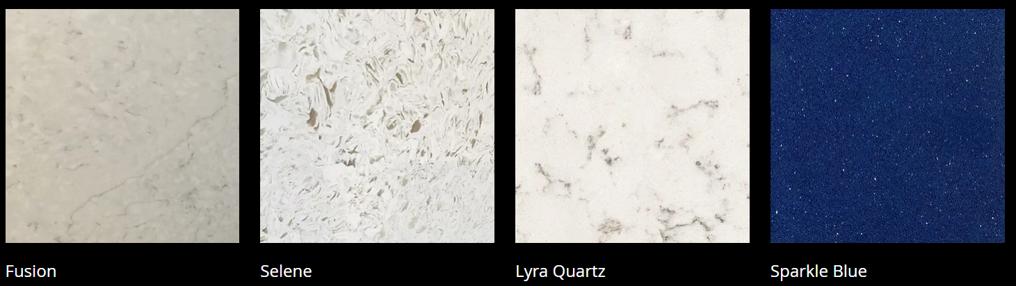 Four different types of quartz are shown in a row