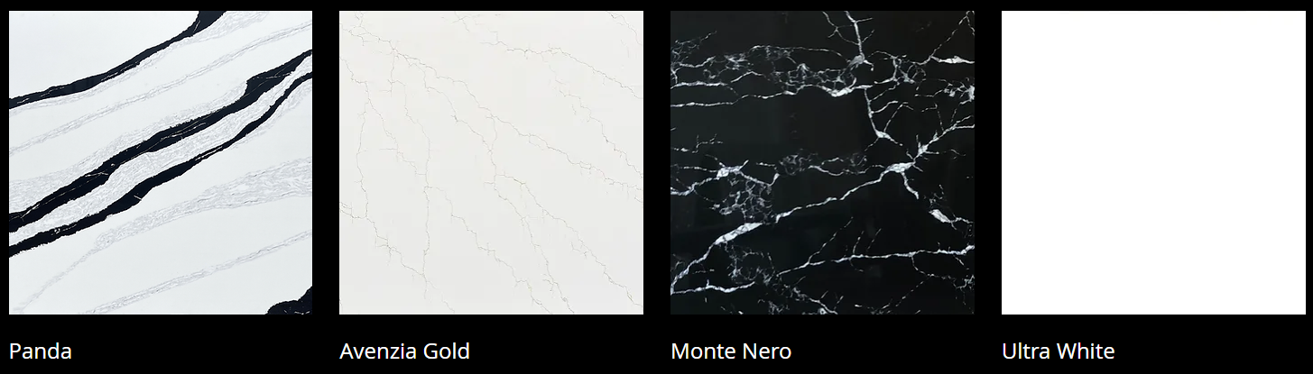 A picture of four different types of marble.
