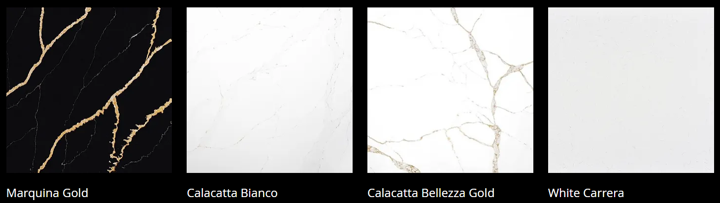 A picture of four different types of marble.