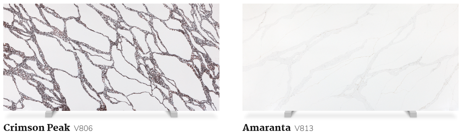 Two different types of marble are shown on a white background.