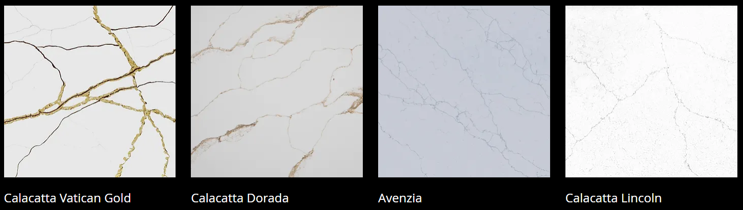 A picture of four different types of marble.