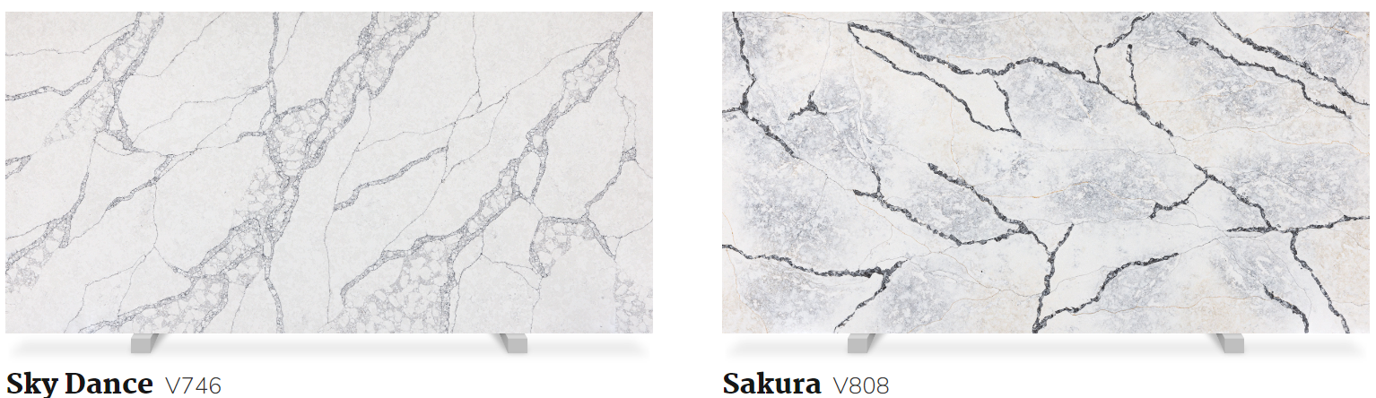 Two pieces of white marble are sitting next to each other.