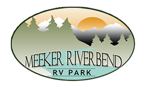 A logo for meeker river bend rv park