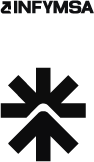 Logotipo de ZINFYMSA con un emblema abstracto negro sobre un fondo blanco.