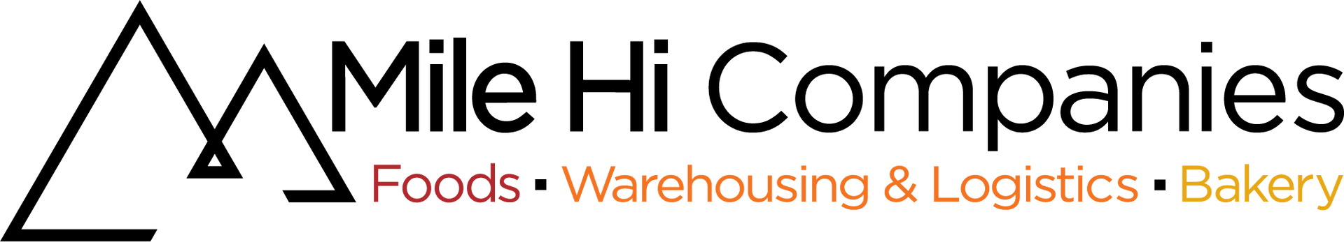 A logo for mile hi companies foods warehousing and logistics