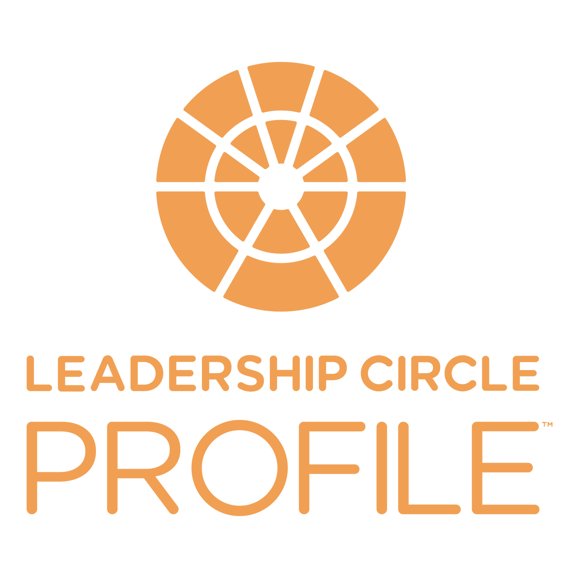 The logo for the leadership circle profile is orange and white
