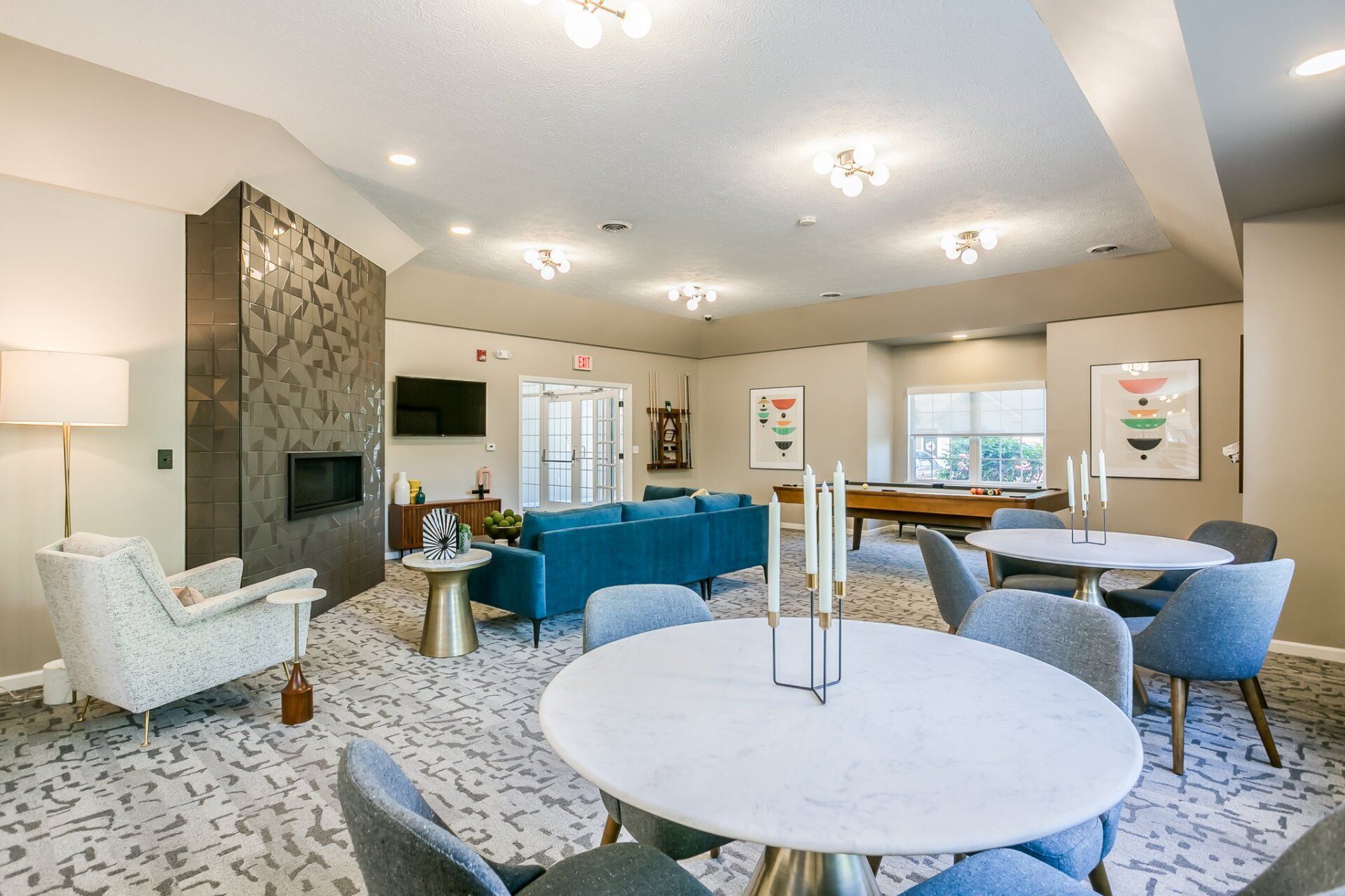Clubhouse with fireplace
