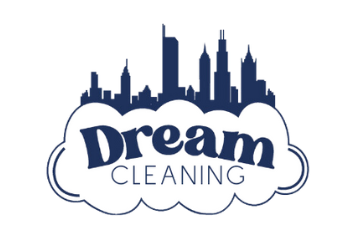 Deep Cleaning Services Chicago. Our bold letter cloud-shaped Navy Dream cleaning logo has Chicago's skyline on top.