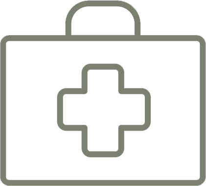 Medical first aid kit icon with a cross symbol