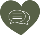 speech bubble icon in a heart