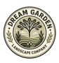 Dream Garden Landscape Company logo with stylized tree and leaves in beige, green, and black