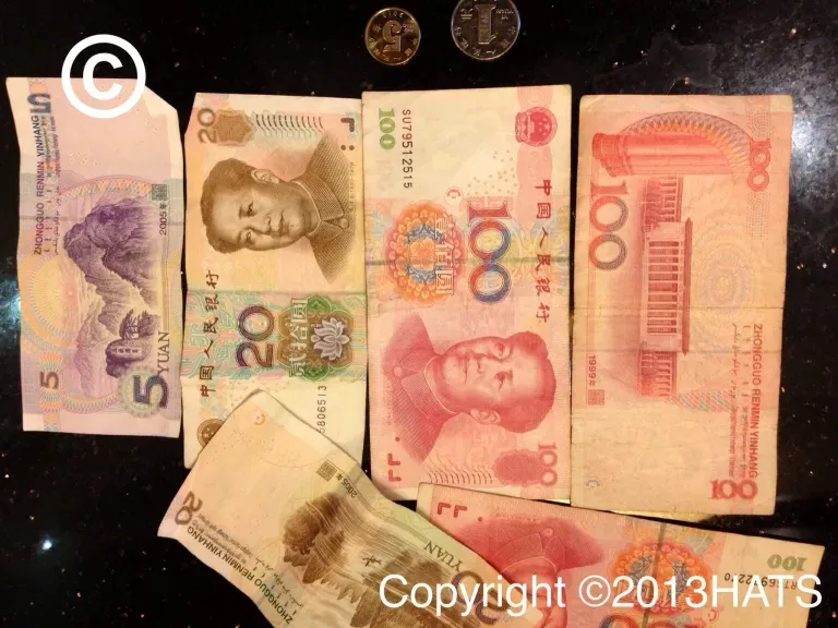 A bunch of foreign currency with copyright 2013 hats written on the bottom